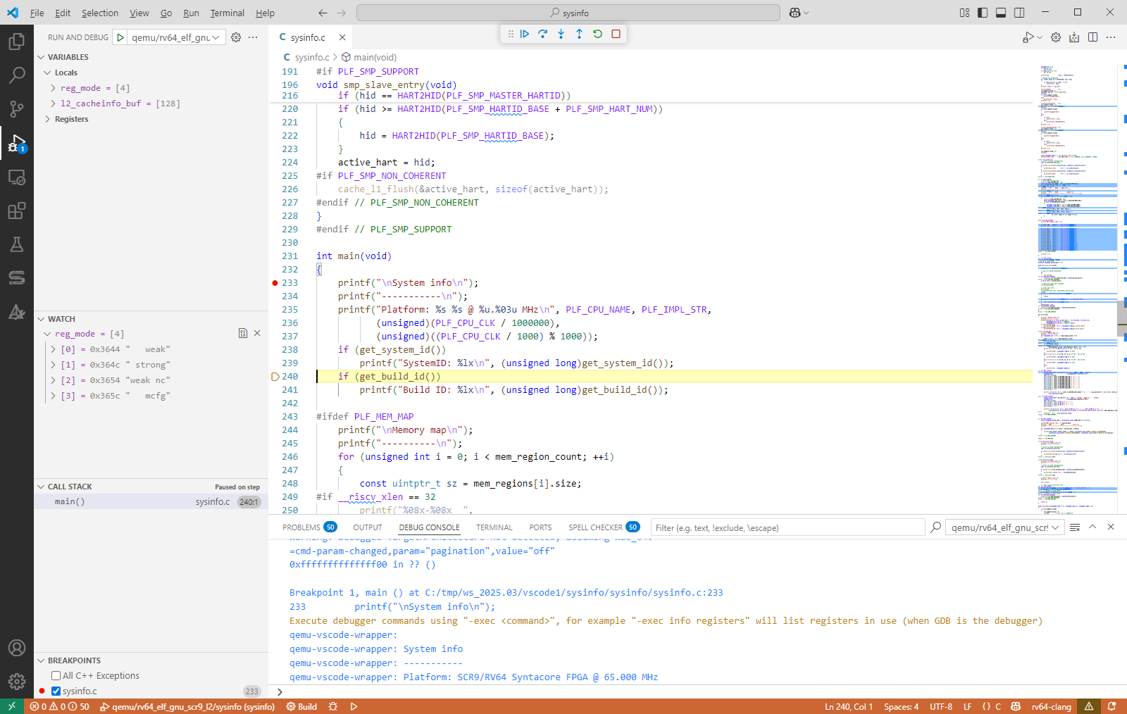Debugging environment in the Visual Studio Code IDE