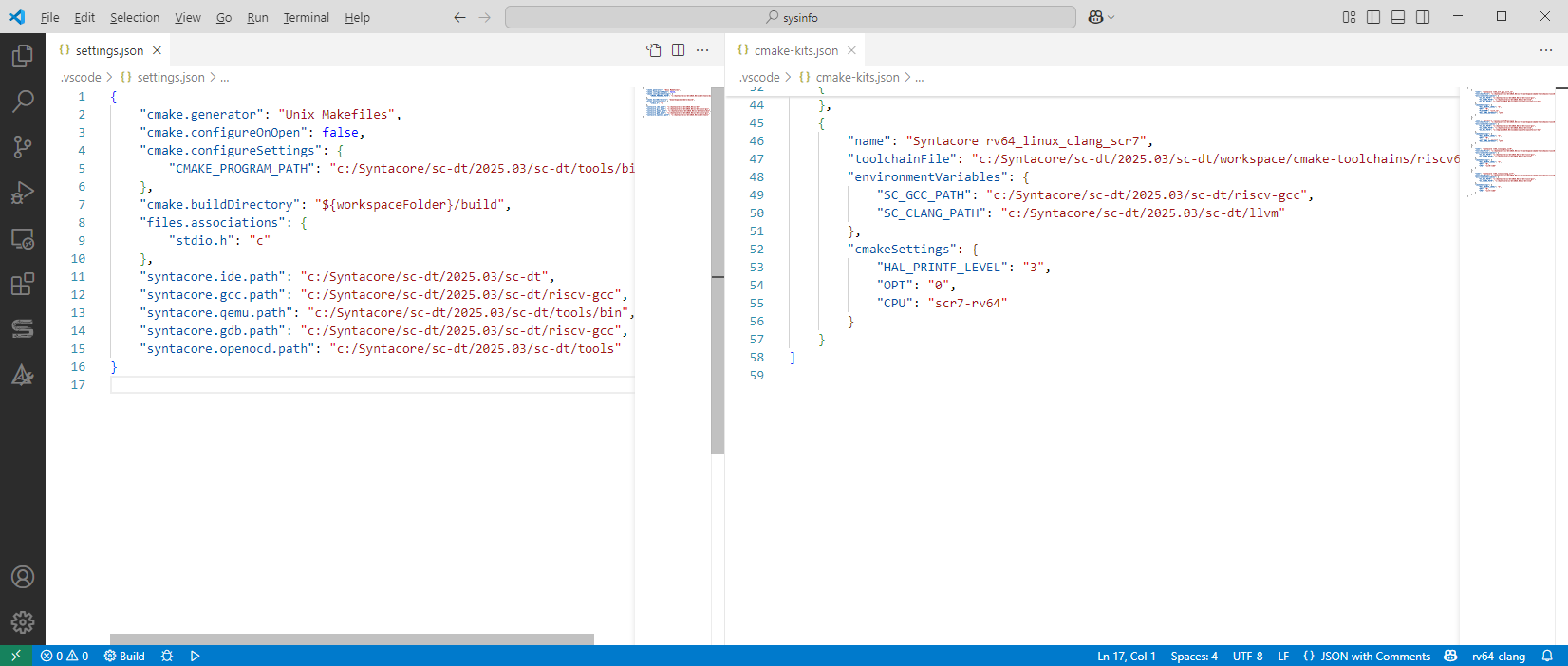 Pre-configured SCR-specific project settings